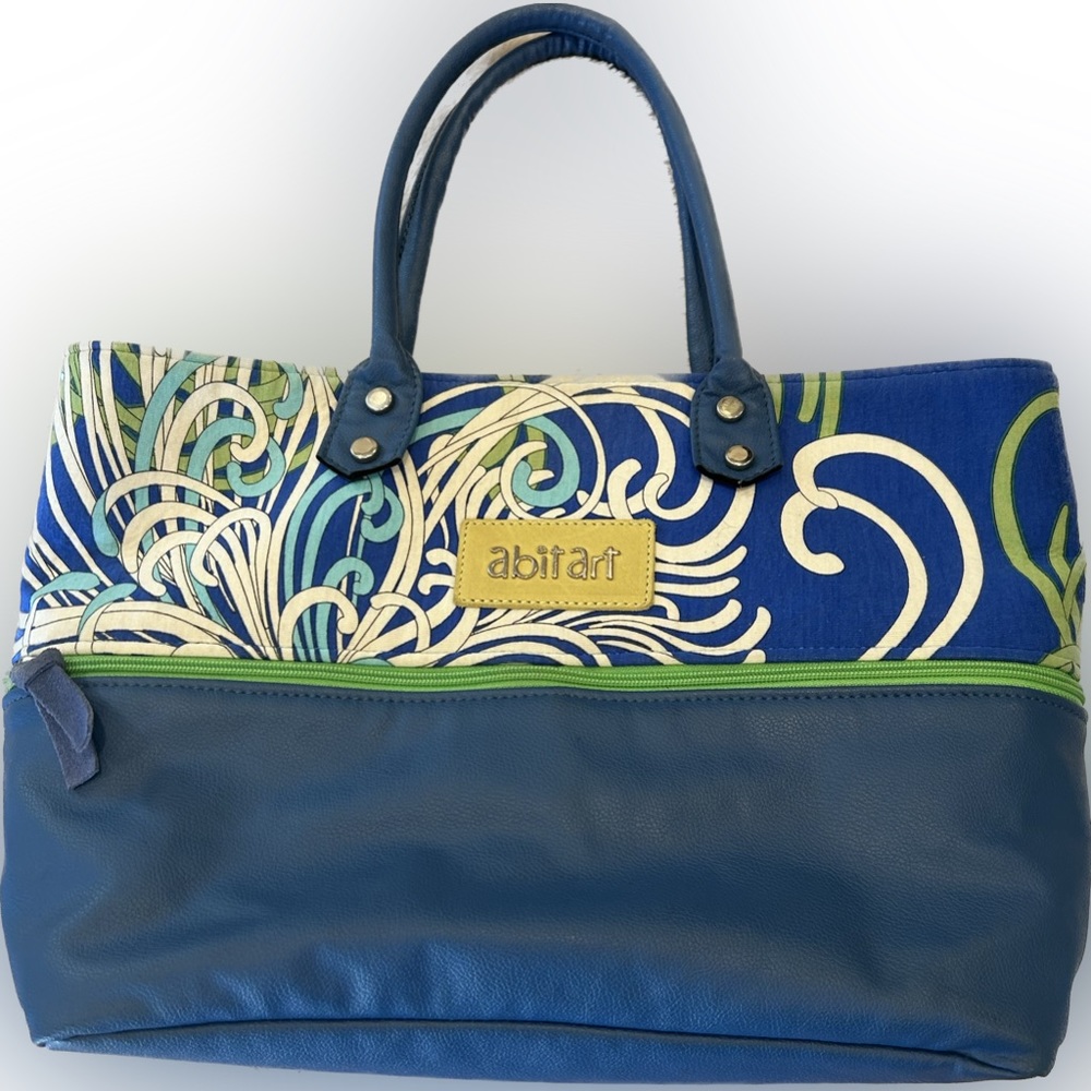 Abitart Italian Blue and Green Expandable Satchel Purse